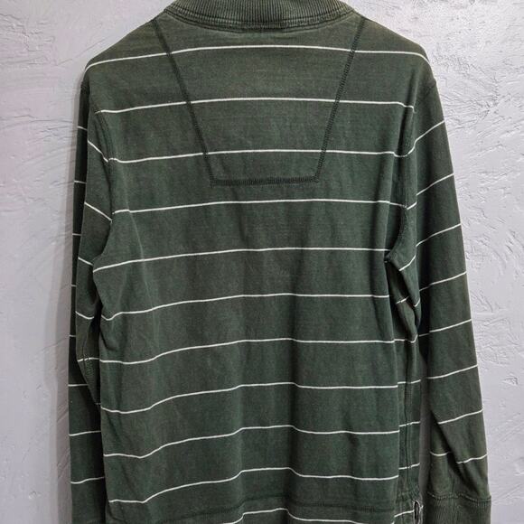 American Eagle Vintage Fit Green/ White Striped Long Sleeve Shirt men's size M - Picture 2 of 8